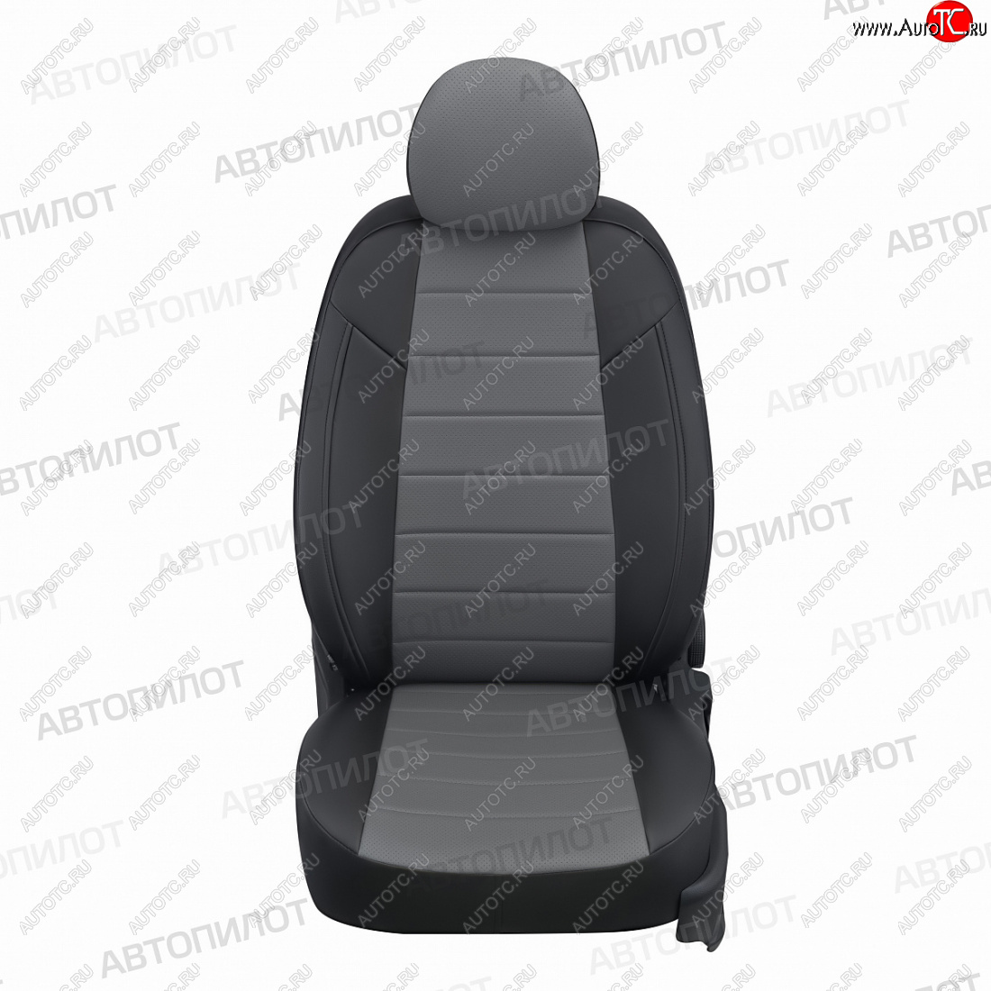 8 249 р. Чехлы сидений (экокожа) Автопилот  KIA Ceed  1 ED (2006-2012) дорестайлинг универсал, дорестайлинг, хэтчбэк 5 дв., рестайлинг универсал, рестайлинг, хэтчбэк 5 дв. (черный/серый)  с доставкой в г. Керчь
