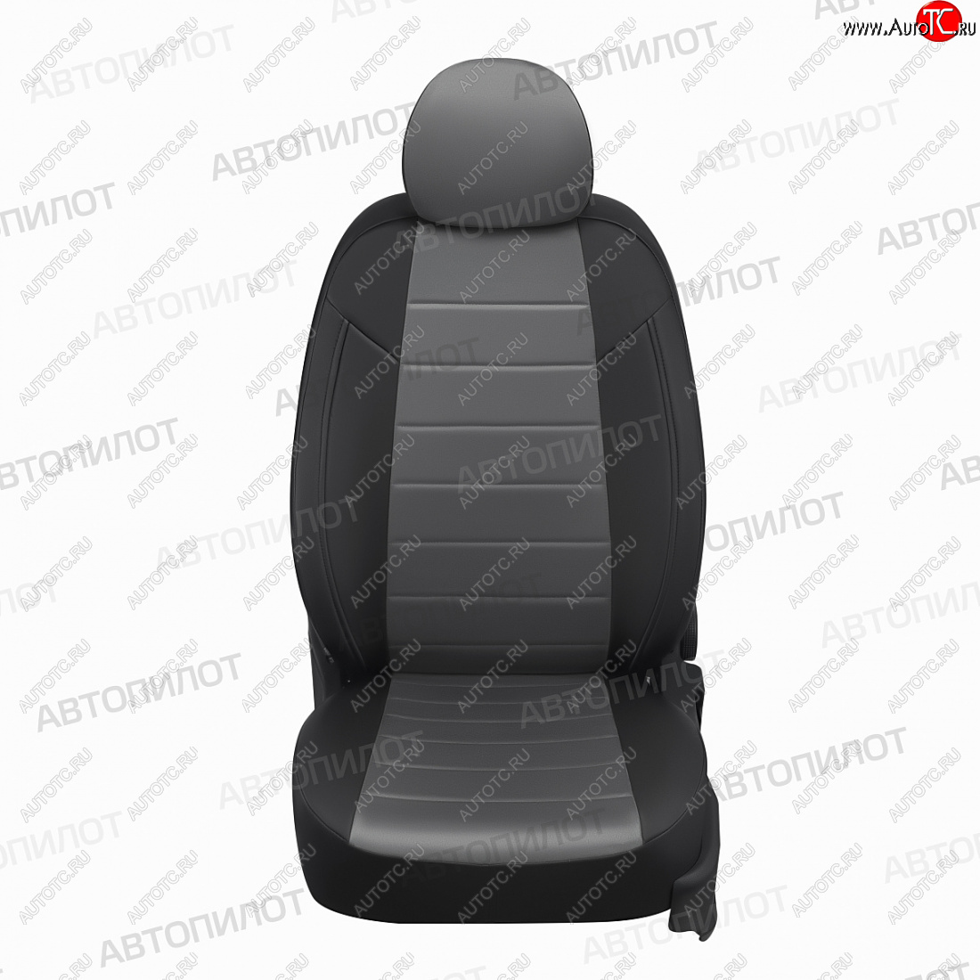 8 399 р. Чехлы сидений (экокожа/алькантара) Автопилот  KIA Ceed  1 ED (2006-2012) дорестайлинг универсал, дорестайлинг, хэтчбэк 5 дв., рестайлинг универсал, рестайлинг, хэтчбэк 5 дв. (черный/серый)  с доставкой в г. Керчь