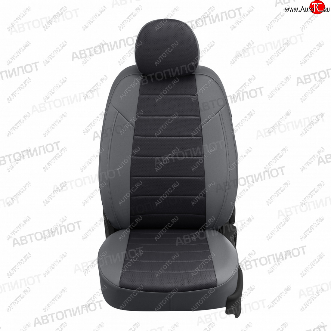 8 249 р. Чехлы сидений (экокожа) Автопилот  KIA Ceed  2 JD (2012-2018) дорестайлинг универсал, дорестайлинг, хэтчбэк, рестайлинг универсал, рестайлинг, хэтчбэк (серый/черный)  с доставкой в г. Керчь