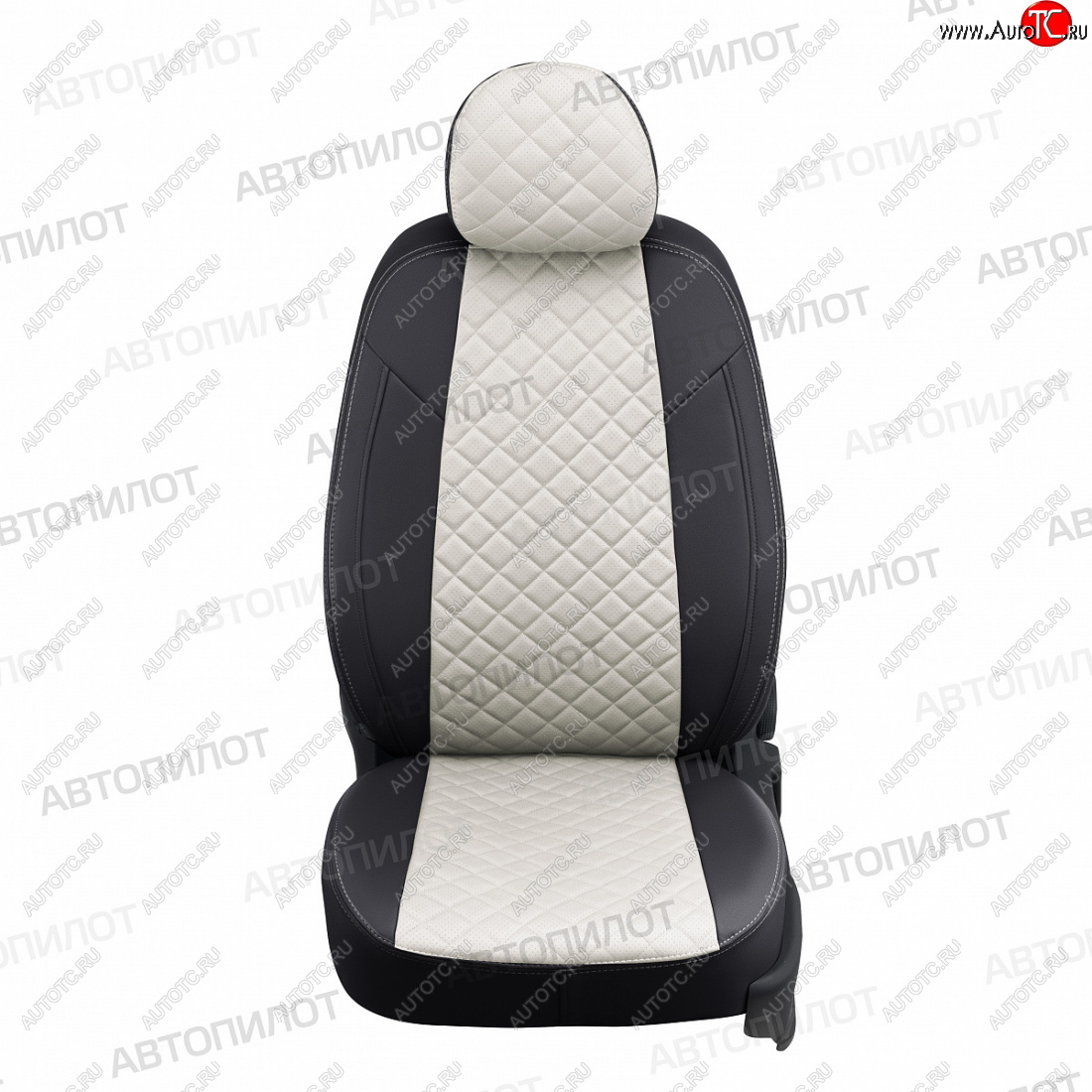 14 249 р. Чехлы сидений (экокожа) Автопилот Ромб  KIA Cerato  1 LD (2004-2007) хэтчбэк (черный/белый)  с доставкой в г. Керчь