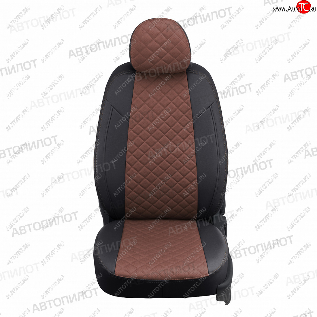 14 249 р. Чехлы сидений (экокожа) Автопилот Ромб  KIA Cerato  1 LD (2003-2008) седан дорестайлинг, седан рестайлинг (черный/темно-коричневый)  с доставкой в г. Керчь
