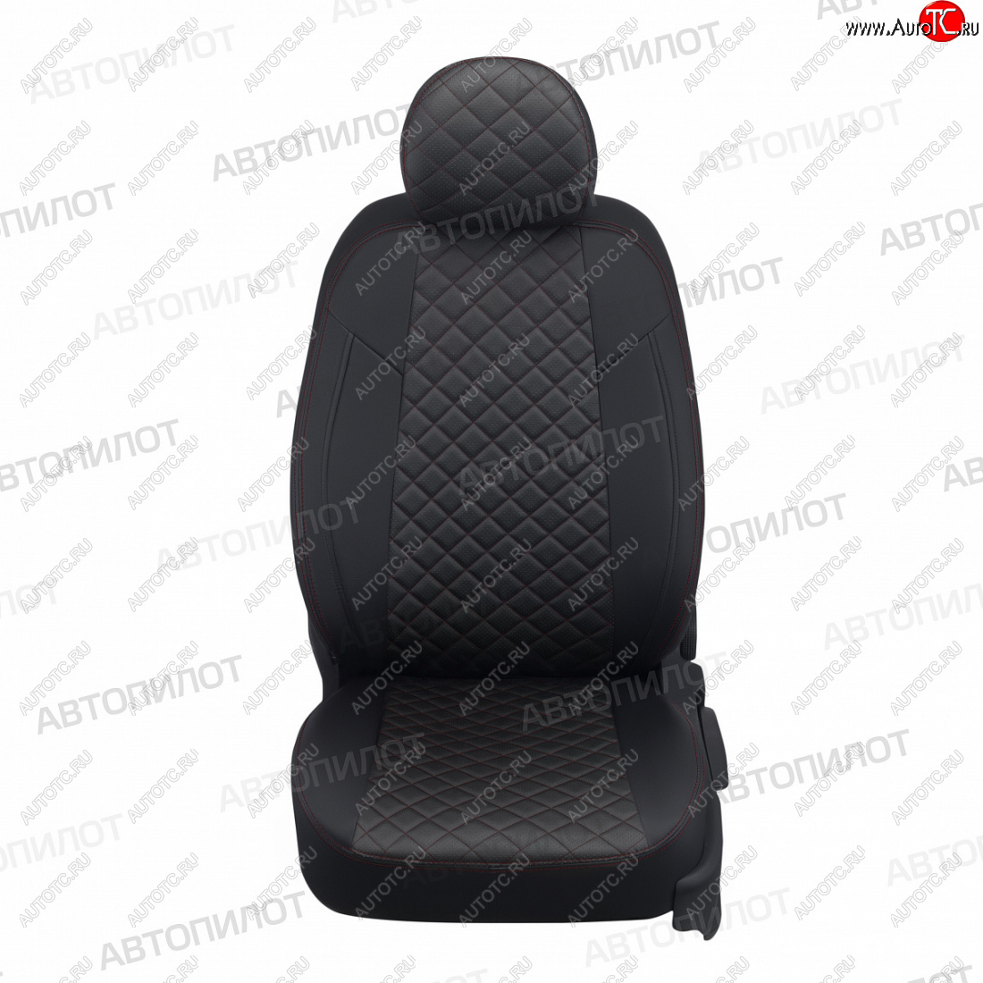 14 249 р. Чехлы сидений (экокожа) Автопилот Ромб  KIA Cerato  1 LD (2003-2008) седан дорестайлинг, седан рестайлинг (черный/красная строчка)  с доставкой в г. Керчь