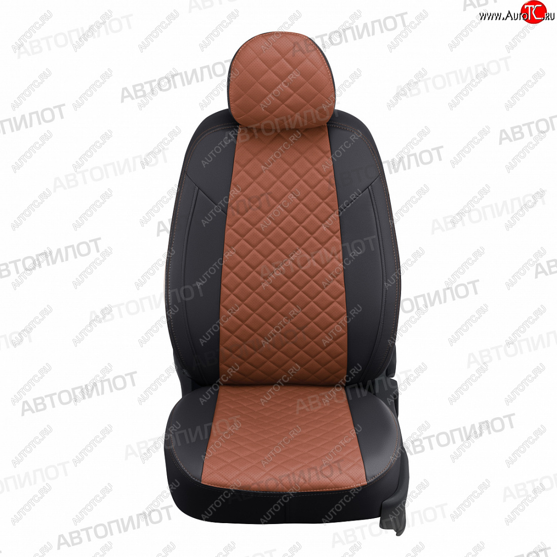 14 249 р. Чехлы сидений (экокожа) Автопилот Ромб  KIA Cerato Koup  1 TD (2008-2013) купе (черный/коричневый)  с доставкой в г. Керчь
