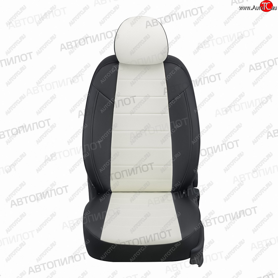 8 249 р. Чехлы сидений (экокожа) Автопилот  KIA Cerato  4 BD (2018-2025) дорестайлинг седан, рестайлинг седан (черный/белый)  с доставкой в г. Керчь