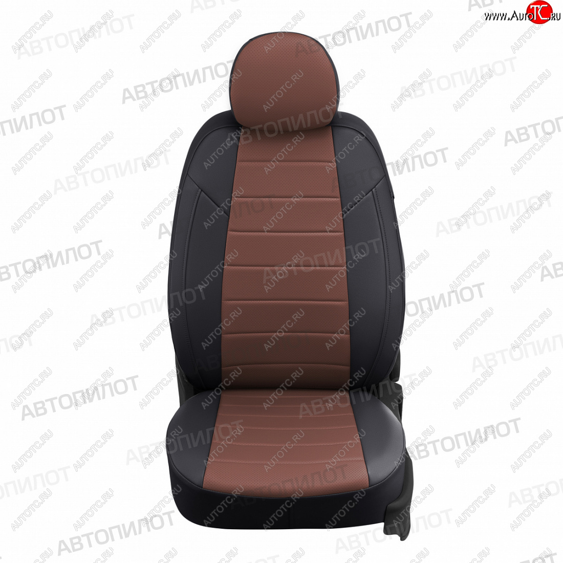 8 249 р. Чехлы сидений (экокожа) Автопилот  KIA Cerato  4 BD (2018-2025) дорестайлинг седан, рестайлинг седан (черный/темно-коричневый)  с доставкой в г. Керчь