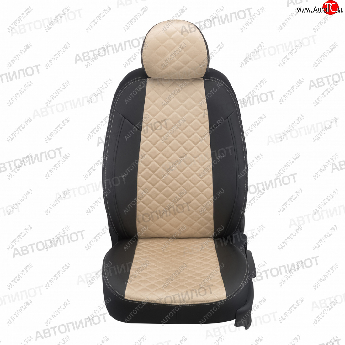 14 449 р. Чехлы сидений (экокожа/алькантара) Автопилот Ромб  KIA Magentis (2005-2010) (черный/бежевый)  с доставкой в г. Керчь
