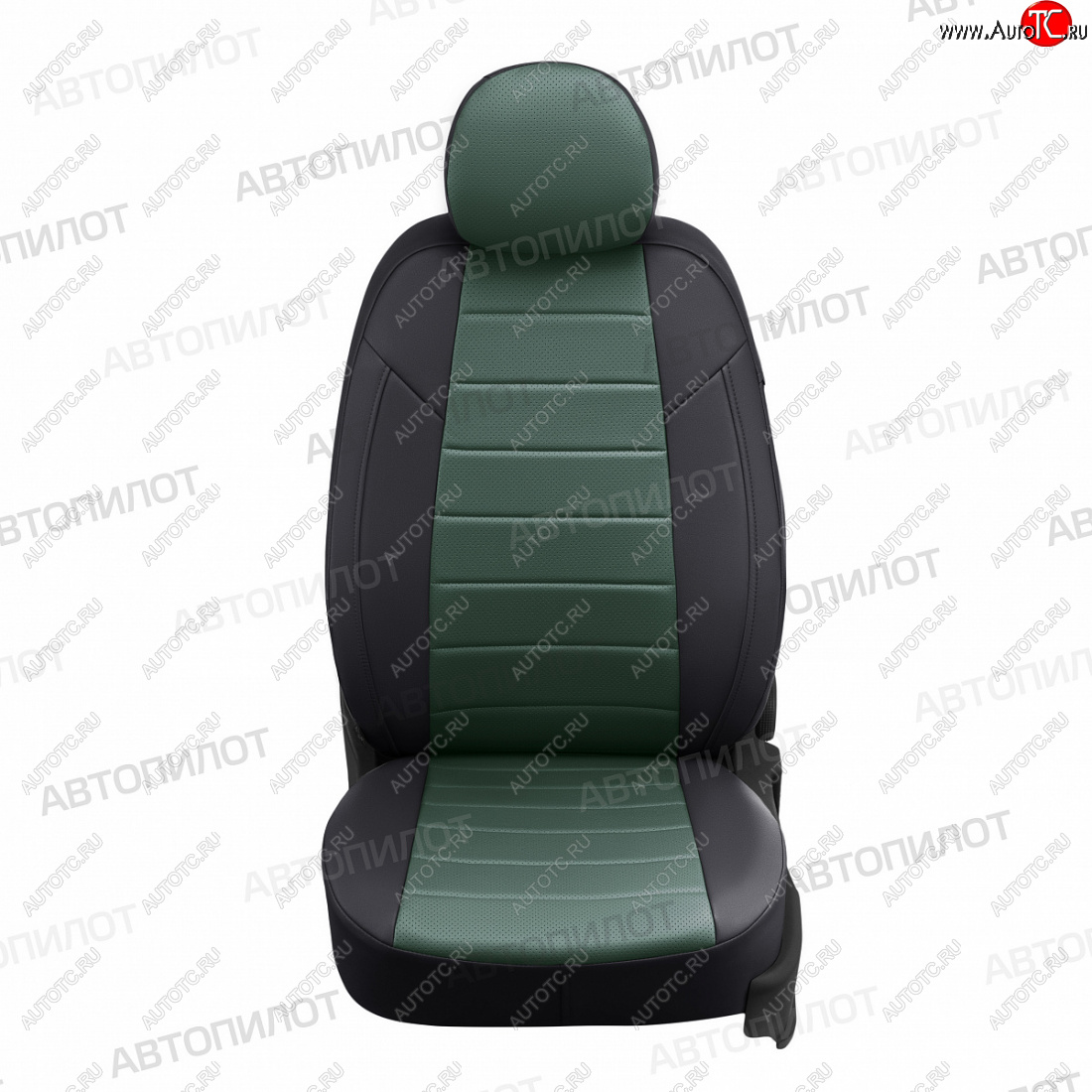13 649 р. Чехлы сидений (экокожа) Автопилот  Hyundai Sonata  LF (2014-2019), KIA Optima ( 4 JF,  JF) (2015-2020) (черный/зеленый)  с доставкой в г. Керчь