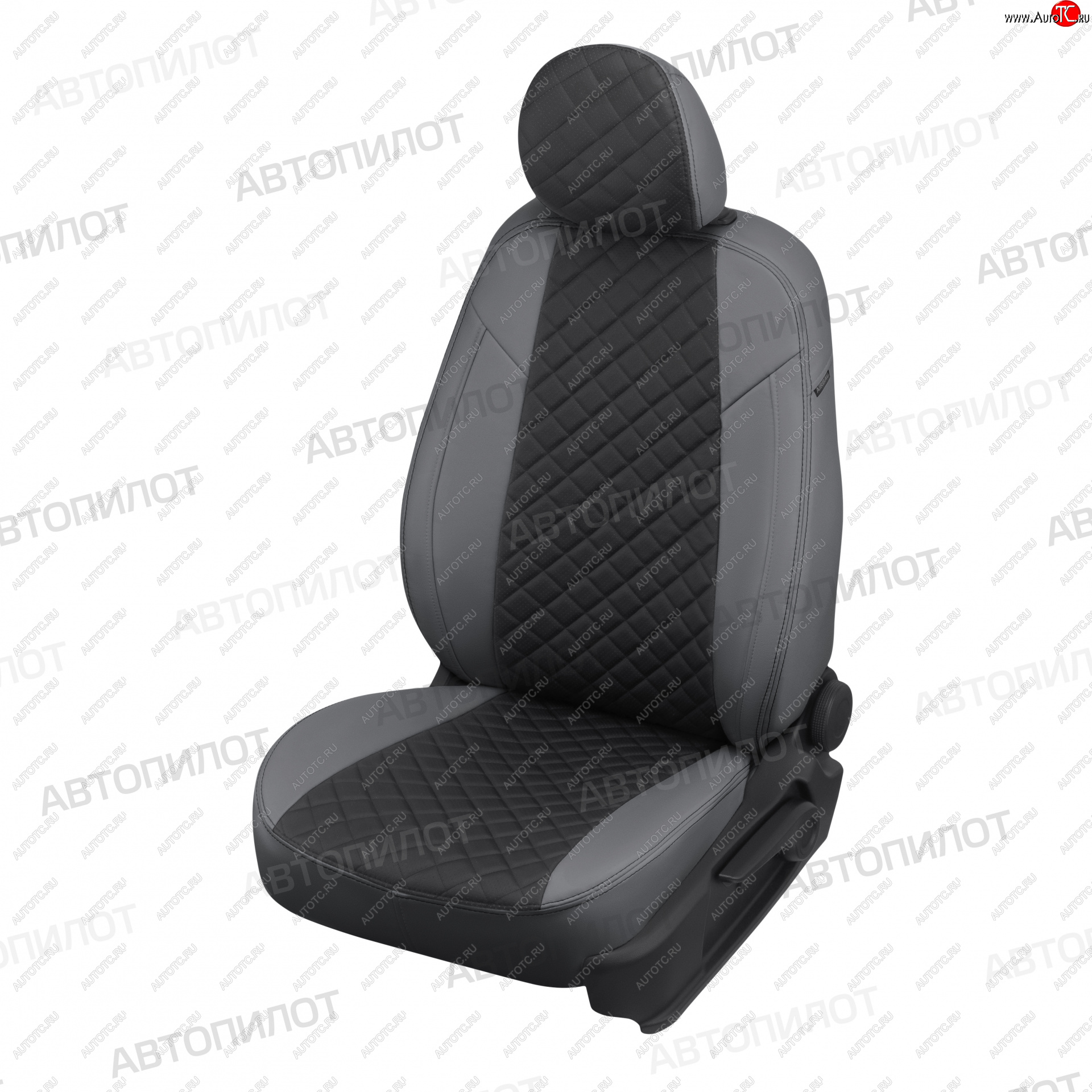 14 249 р. Чехлы сидений (экокожа) Автопилот Ромб  KIA Rio  2 JB (2005-2011) дорестайлинг седан, рестайлинг седан (серый/черный)  с доставкой в г. Керчь