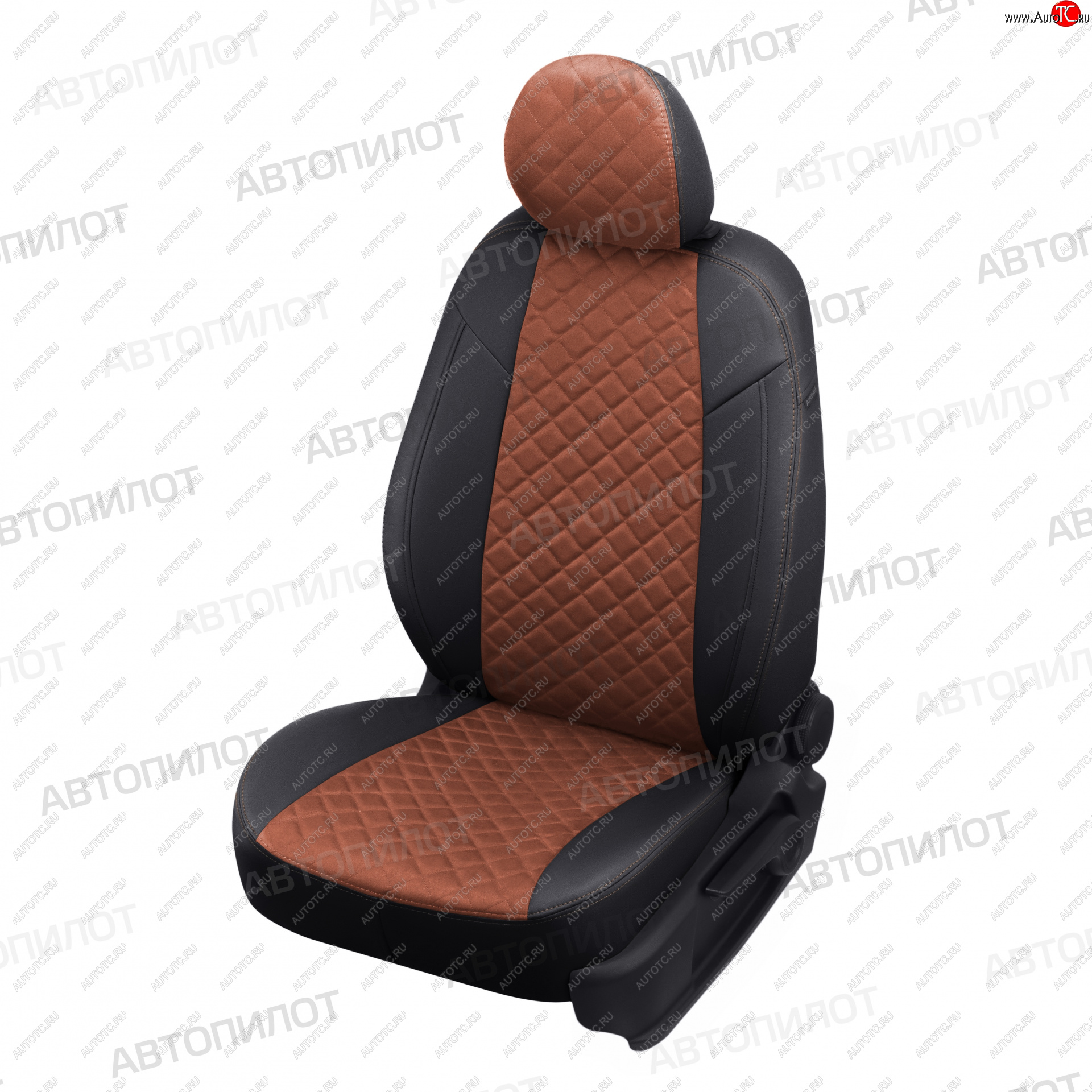 14 249 р. Чехлы сидений (экокожа) Автопилот Ромб  KIA Rio  2 JB (2005-2011) дорестайлинг седан, рестайлинг седан (черный/коричневый)  с доставкой в г. Керчь
