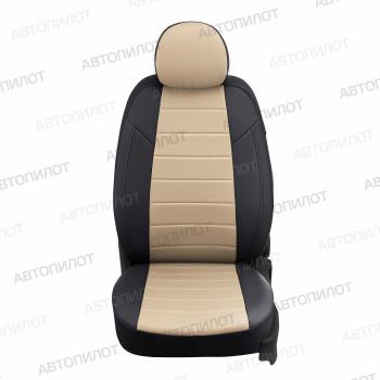 8 249 р. Чехлы на сиденья Экокожа (40/60+ вырез под подлокотник экокожа) Автопилот  Лада Веста  SW 2181 - Веста Кросс ( 2181,  2180) (черный/бежевый)  с доставкой в г. Керчь. Увеличить фотографию 4