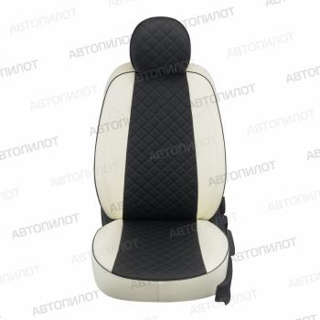 8 499 р. Чехлы на сиденья Ромб (раздельн. 40/60 экокожа) Автопилот  CITROEN C4 aircross (2012-2017), Mitsubishi ASX (2010-2025), Peugeot 4008 (2012-2025) (белый/черный)  с доставкой в г. Керчь. Увеличить фотографию 3