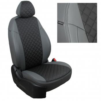 8 499 р. Чехлы на сиденья Ромб (раздел. 40/60 экокожа) Автопилот  Nissan Almera  G15 (2012-2019) седан (серый/черный)  с доставкой в г. Керчь. Увеличить фотографию 2