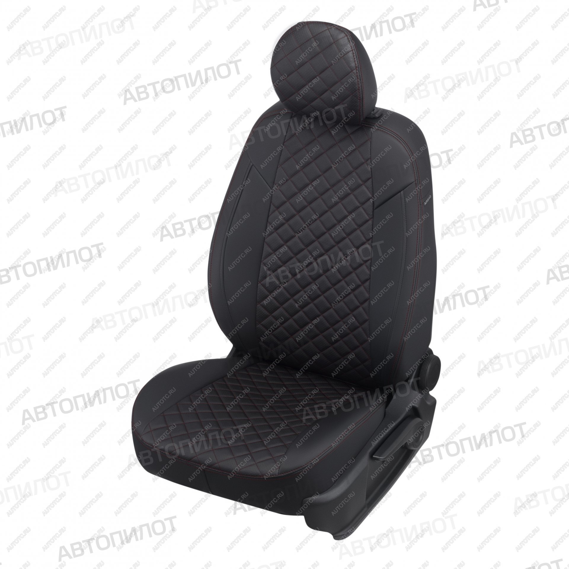 14 249 р. Чехлы на сиденья Ромб (раздел. 40/60 экокожа) Автопилот  Nissan Micra  K12 (2002-2010) 5 дв. дорестайлинг, 5 дв. 2-ой рестайлинг (черный/строчка красная)  с доставкой в г. Керчь