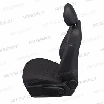 14 249 р. Чехлы на сиденья Ромб (5 мест 3 отд. части экокожа) Автопилот  Opel Zafira  С (2011-2016) дорестайлинг (черный/строчка красная)  с доставкой в г. Керчь. Увеличить фотографию 4
