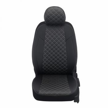 8 499 р. Чехлы на сиденья Ромб (раздельн. 40/60 экокожа) Автопилот  Skoda Fabia  Mk2 (2007-2014) универсал дорестайлинг, хэтчбэк дорестайлинг, универсал рестайлинг, хэтчбэк рестайлинг (черный/строчка белая)  с доставкой в г. Керчь. Увеличить фотографию 4