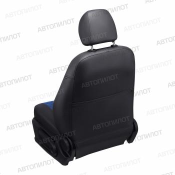 14 249 р. Чехлы на сиденья Алькантара ромб (сплошной экокожа) Автопилот  Skoda Rapid ( NH3,  NH1) (2012-2020) дорестайлинг лифтбэк, хэтчбэк дорестайлинг, хэтчбэк рестайлинг, рестайлинг лифтбэк (черный/синий)  с доставкой в г. Керчь. Увеличить фотографию 5