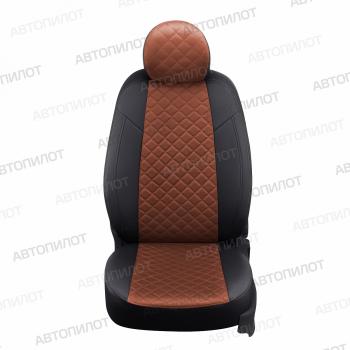 14 249 р. Чехлы на сиденья Алькантара ромб (сплошной экокожа) Автопилот  Skoda Rapid  NH1 (2015-2020) хэтчбэк рестайлинг (черный/коричневый)  с доставкой в г. Керчь. Увеличить фотографию 3