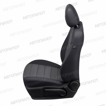 8 249 р. Чехлы на сиденья Алькантара (Sport раздел. 40/60 без зад. подлок. экокожа) Автопилот  Skoda Rapid ( NH3,  NH1,  MK2) (2012-2025), Volkswagen Polo  Mk6 (2020-2022) (черный/темно-серый)  с доставкой в г. Керчь. Увеличить фотографию 3