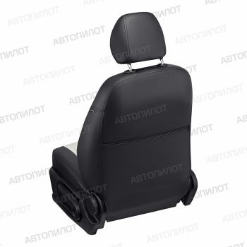8 249 р. Чехлы на сиденья Экокожа (сплошная + вырез под подлокот. экокожа) Автопилот Toyota Hilux AN120 дорестайлинг (2016-2020) (черный/белый)  с доставкой в г. Керчь. Увеличить фотографию 5