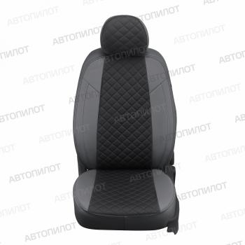 13 649 р. Чехлы на сиденья Экокожа (5 мест раздел. 40/20/40 экокожа) Автопилот  Toyota Land Cruiser Prado  J150 (2009-2017) дорестайлинг, 1-ый рестайлинг (серый/черный)  с доставкой в г. Керчь. Увеличить фотографию 4