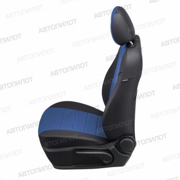 13 649 р. Чехлы на сиденья Экокожа (к. Comfort Luxe экокожа) Автопилот  Уаз Патриот ( 23632,  3163 5 дв.) (2016-2025) 2-ой рестайлинг пикап, 2-ой рестайлинг (черный/синий)  с доставкой в г. Керчь. Увеличить фотографию 3