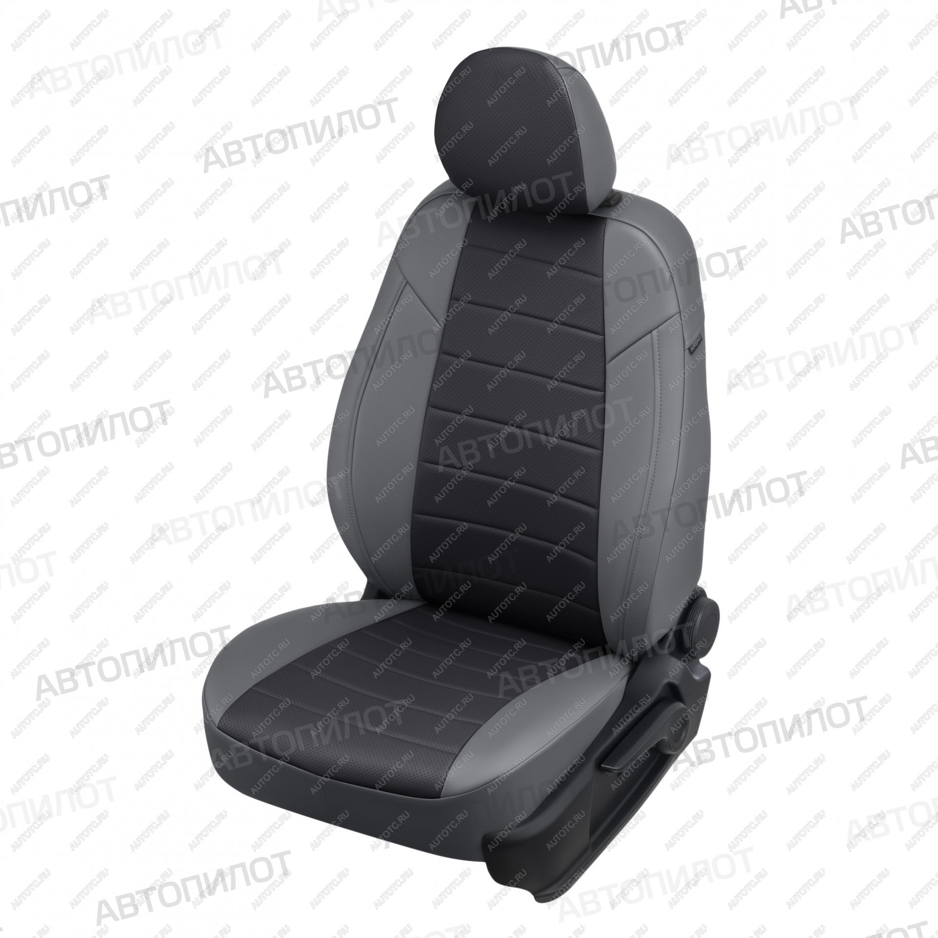 8 249 р. Чехлы на сиденья Экокожа (к. Comfort Luxe экокожа) Автопилот  Уаз Патриот ( 23632,  3163 5 дв.) (2016-2025) 2-ой рестайлинг пикап, 2-ой рестайлинг (серый/черный)  с доставкой в г. Керчь
