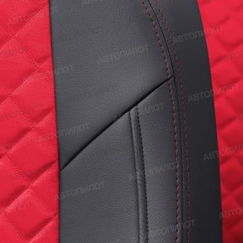 14 249 р. Чехлы на сиденья Алькантара ромб (к. Comfort Luxe экокожа) Автопилот  Уаз Патриот  23632 (2016-2025) 2-ой рестайлинг пикап (черный/красный)  с доставкой в г. Керчь. Увеличить фотографию 6