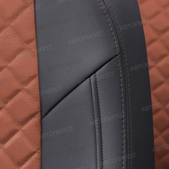 14 249 р. Чехлы на сиденья Алькантара ромб (к. Comfort Luxe экокожа) Автопилот  Уаз Патриот  23632 (2016-2025) 2-ой рестайлинг пикап (черный/коричневый)  с доставкой в г. Керчь. Увеличить фотографию 5