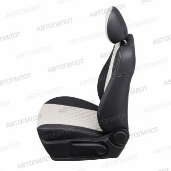 8 499 р. Чехлы на сиденья Ромб (к. Sport Line Comfort Line раздел. 40/60 + вырез под подлокот.+ надкрыльн. экокожа) Автопилот Volkswagen Passat B7 седан (2010-2015) (черный/белый)  с доставкой в г. Керчь. Увеличить фотографию 4