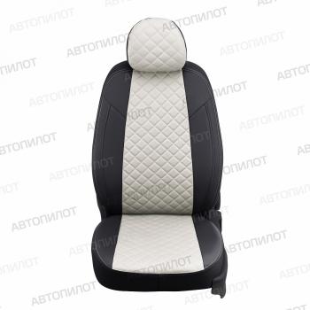 8 499 р. Чехлы на сиденья Ромб (к. Sport Line Comfort Line раздел. 40/60 + вырез под подлокот.+ надкрыльн. экокожа) Автопилот Volkswagen Passat B7 седан (2010-2015) (черный/белый)  с доставкой в г. Керчь. Увеличить фотографию 3