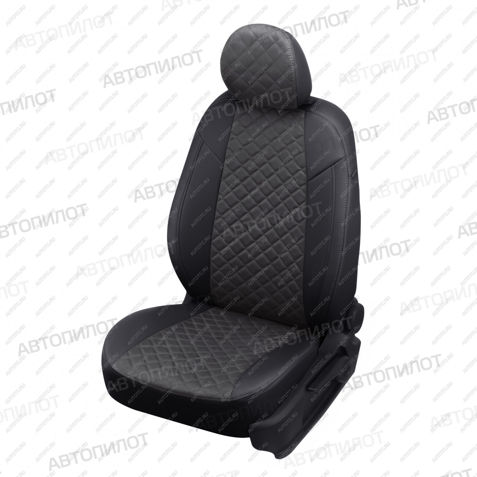 8 499 р. Чехлы на сиденья Алькантара ромб (к. Sport Line Comfort Line раздел. 40/60 + вырез под подлокот.+ надкрыльн. экокожа) Автопилот  Volkswagen Passat ( B6,  B7) (2005-2015) седан (черный/темно-серый)  с доставкой в г. Керчь