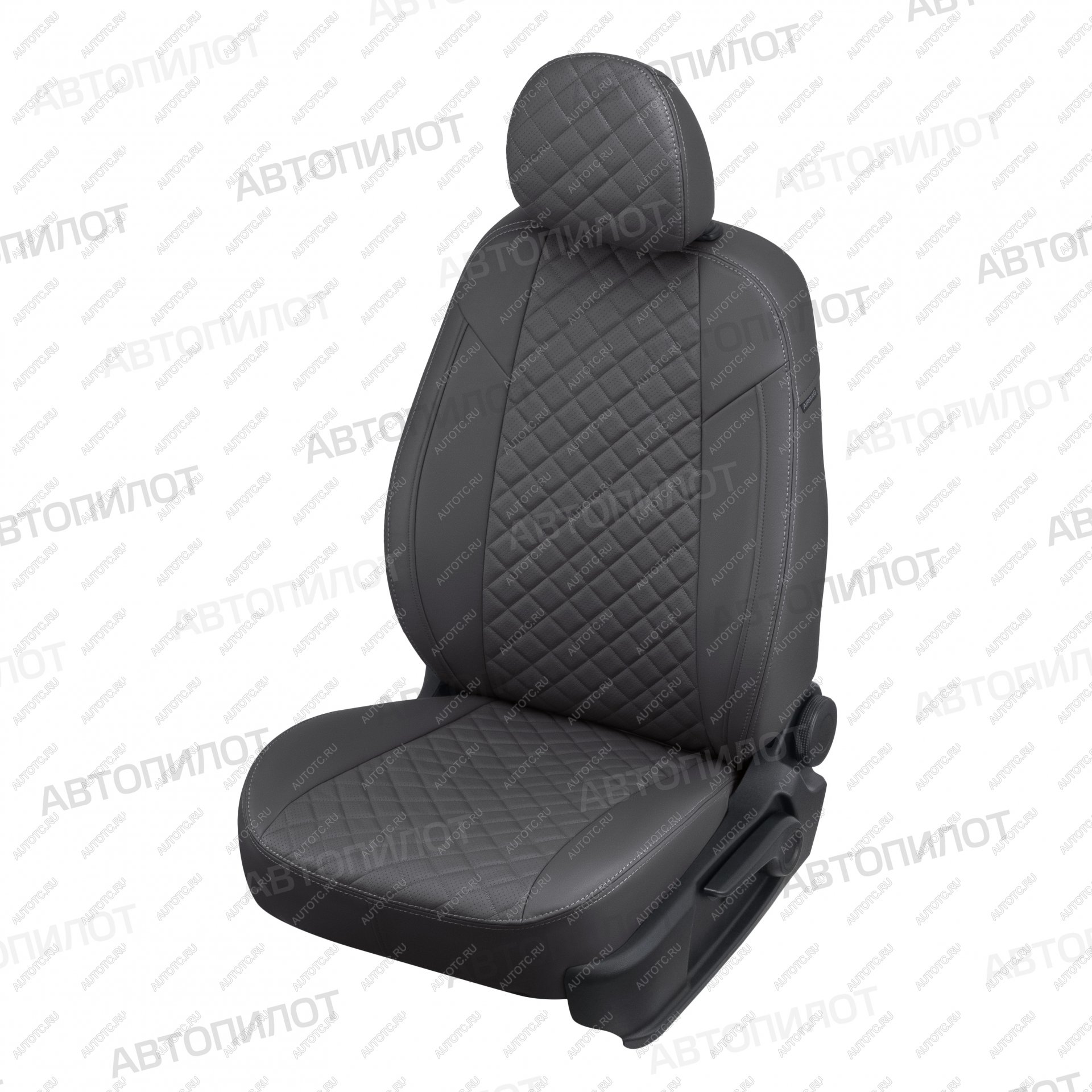 8 499 р. Чехлы на сиденья Ромб (сплошной экокожа) Автопилот  Volkswagen Polo  5 (2009-2020) седан дорестайлинг, седан рестайлинг (темно-серый)  с доставкой в г. Керчь