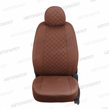 14 249 р. Чехлы на сиденья Ромб (сплошной экокожа) Автопилот  Volkswagen Polo  5 (2009-2020) седан дорестайлинг, седан рестайлинг (коричневый)  с доставкой в г. Керчь. Увеличить фотографию 4