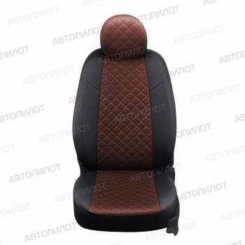 8 499 р. Чехлы на сиденья Алькантара ромб (сплошной экокожа) Автопилот  Volkswagen Polo  5 (2009-2020) седан дорестайлинг, седан рестайлинг (черный/шоколад)  с доставкой в г. Керчь. Увеличить фотографию 3
