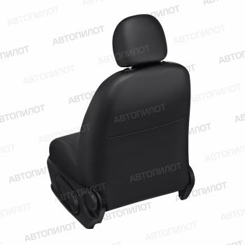 4 599 р. Чехлы на сиденье универсальные (2 места экокожа) Автопилот Mitsubishi Fuso Canter (2002-2025) (черный/белый)  с доставкой в г. Керчь. Увеличить фотографию 2