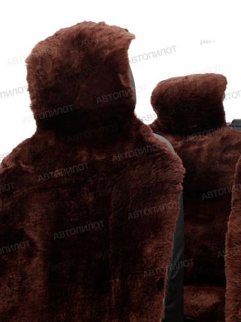 40 999 р. Комплект накидок на весь салон (цельные шкуры класс А короткий ворс натуральный мех) Автопилот   (коричневый)  с доставкой в г. Керчь. Увеличить фотографию 3