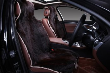 Комплект накидок на весь салон (Волк овчина натур. мех) Автопилот  (коричневый)