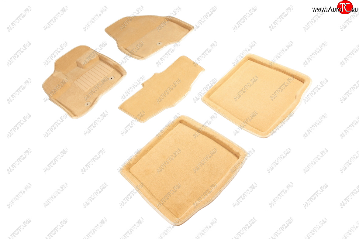 7 649 р. Комплект ковриков салона (ворсовые, 3D) SEINTEX  Ford Explorer  U502 (2015-2018) 1-ый рестайлинг, 5 дв. (Бежевый)  с доставкой в г. Керчь