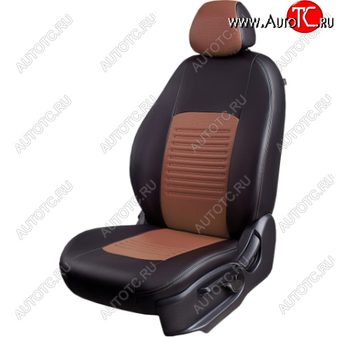 4 499 р. Комплект чехлов для сидений (РЗС 60/40, 2П Илана+Орегон) ТУРИН Lord Autofashion Chery Kimo A1 хэтчбэк (2008-2014) (черный, вставка темно-коричневая, строчка темно-коричневая)  с доставкой в г. Керчь