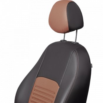 4 499 р. Комплект чехлов для сидений (РЗС 60/40, 2П Илана+Орегон) ТУРИН Lord Autofashion Chery Kimo A1 хэтчбэк (2008-2014) (черный, вставка темно-коричневая, строчка темно-коричневая)  с доставкой в г. Керчь. Увеличить фотографию 6