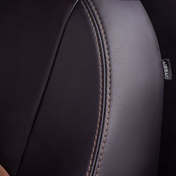 4 499 р. Комплект чехлов для сидений (РЗС 60/40, 2П Илана+Орегон) ТУРИН Lord Autofashion Chery Kimo A1 хэтчбэк (2008-2014) (черный, вставка темно-коричневая, строчка темно-коричневая)  с доставкой в г. Керчь. Увеличить фотографию 7