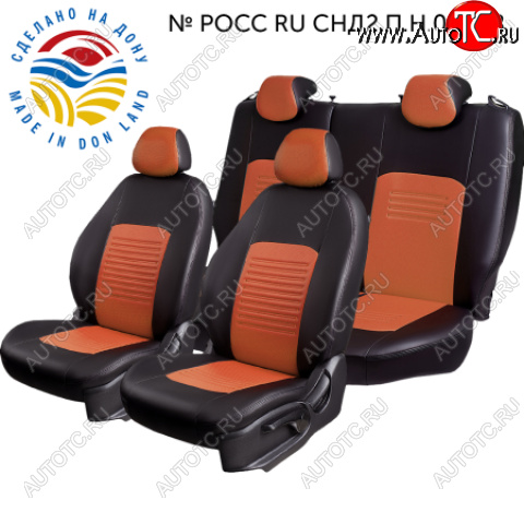 4 499 р. Комплект чехлов сидений ( Экокожа ИЛАНА+ОРЕГОН)  Chevrolet Aveo ( T200,  T250) (2002-2011) хэтчбек 5 дв, седан, седан рестайлинг, хэтчбек 5 дв рестайлинг (Черный+коричневый)  с доставкой в г. Керчь