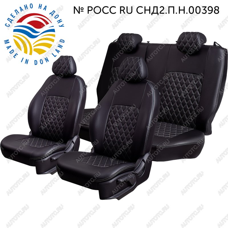 9 449 р. Чехлы для сидений (РЗС60/40, Экокожа ИЛАНА+ОРЕГОН) Турин ромб Lord Auto  Chevrolet Spark  M200,250 (2005-2010) (черный/серый)  с доставкой в г. Керчь