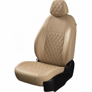  Комплект чехлов для сидений (РЗС 40/60 3П Илана+Орегон) ТУРИН ст РОМБ , Lord Autofashion KIA Cerato  4 BD (2018-2025) дорестайлинг седан, дорестайлинг, хэтчбэк, рестайлинг седан (бежевый, вставка РОМБ бежевая, строчка бежевая)