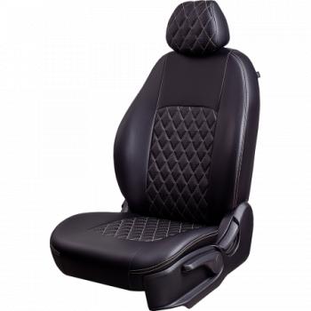  Комплект чехлов для сидений (РЗС 40/60 3Г Илана+Орегон) ТУРИН ст РОМБ Lord Autofashion KIA Optima  3 TF (2010-2016) дорестайлинг седан, рестайлинг седан (черный, вставка РОМБ черная, строчка бежевая)