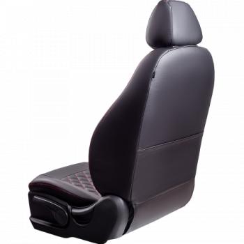9 449 р. Комплект чехлов для сидений (к.Drive Active РЗСиС 60/40 3Г Илана+Орегон) ТУРИН ст РОМБ Lord Autofashion  Лада Гранта FL ( 2191,  2190,  2194,  2192) (2018-2025) лифтбэк рестайлинг, седан рестайлинг, универсал рестайлинг, хэтчбек рестайлинг (черный, вставка черная+красная, строчка красная)  с доставкой в г. Керчь. Увеличить фотографию 4