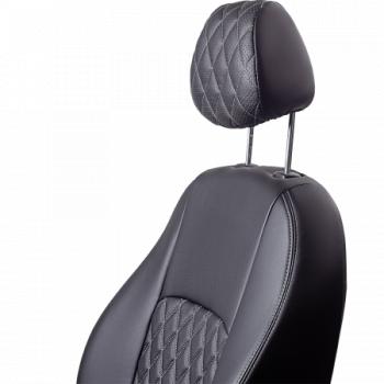 9 449 р. Комплект чехлов для сидений (к.Drive Active РЗСиС 60/40 3Г Илана+Орегон) ТУРИН ст РОМБ Lord Autofashion  Лада Гранта FL ( 2191,  2190,  2194,  2192) (2018-2025) лифтбэк рестайлинг, седан рестайлинг, универсал рестайлинг, хэтчбек рестайлинг (черный, вставка черная+серая, строчка серая)  с доставкой в г. Керчь. Увеличить фотографию 4