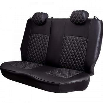 9 449 р. Комплект чехлов для сидений (к.Drive Active РЗСиС 60/40 3Г Илана+Орегон) ТУРИН ст РОМБ Lord Autofashion  Лада Гранта FL ( 2191,  2190,  2194,  2192) (2018-2025) лифтбэк рестайлинг, седан рестайлинг, универсал рестайлинг, хэтчбек рестайлинг (черный, вставка черная+серая, строчка серая)  с доставкой в г. Керчь. Увеличить фотографию 5