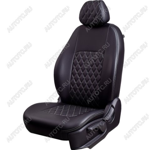 9 449 р. Комплект чехлов для сидений (к.Drive Active РЗСиС 60/40 3Г Илана+Орегон) ТУРИН ст РОМБ Lord Autofashion  Лада Гранта FL ( 2191,  2190,  2194,  2192) (2018-2025) лифтбэк рестайлинг, седан рестайлинг, универсал рестайлинг, хэтчбек рестайлинг (черный, вставка черная+серая, строчка серая)  с доставкой в г. Керчь