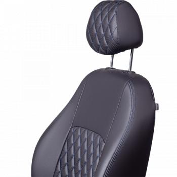 9 449 р. Комплект чехлов для сидений (к.Drive Active РЗСиС 60/40 3Г Илана+Орегон) ТУРИН ст РОМБ Lord Autofashion  Лада Гранта FL ( 2191,  2190,  2194,  2192) (2018-2025) лифтбэк рестайлинг, седан рестайлинг, универсал рестайлинг, хэтчбек рестайлинг (черный, вставка черная+синяя, строчка синяя)  с доставкой в г. Керчь. Увеличить фотографию 7